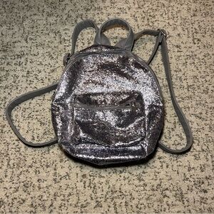 Mossimo Gray & Silver Glitter Mini Zip-Up Backpack